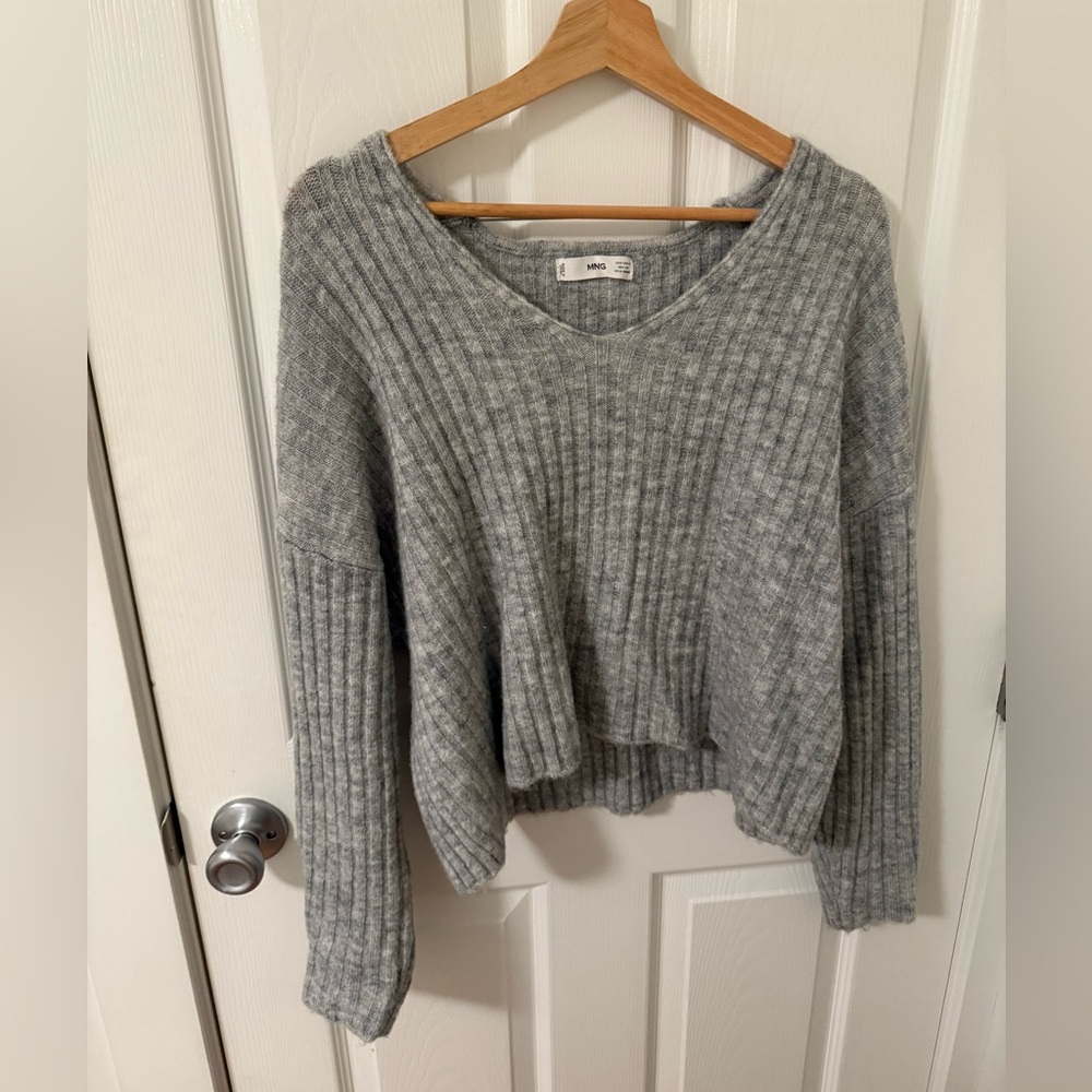 Mango Grey V Neck Sweater - 8